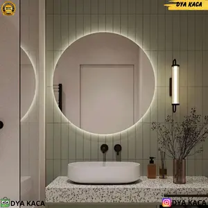 Cermin Bulat LED untuk Kamar Mandi, Dinding atau Wastafel dengan Lampu Strip IP Waterproof