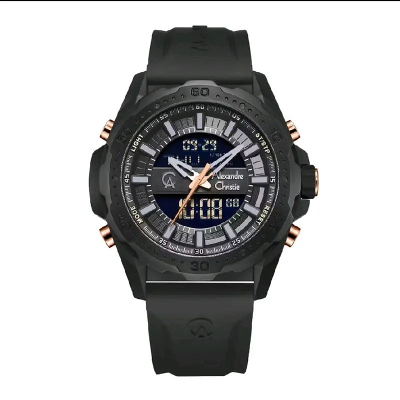AC 9370 Jam Tangan Pria Alexandre Christie 9370 Rubber Digital Cowok Watches 4