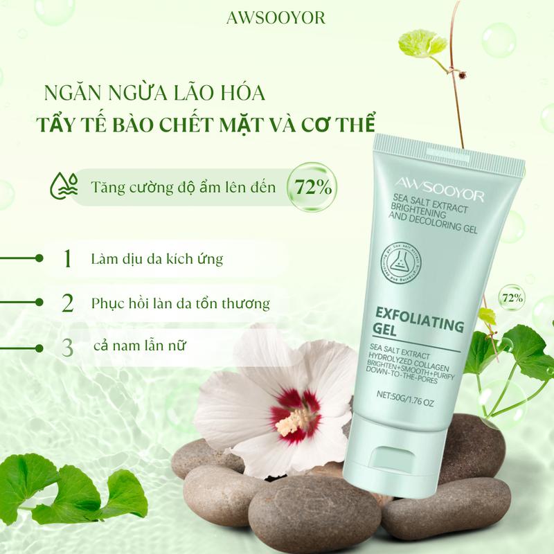 Kem tẩy tế bào chết Chlorella dành cho da mặt - Kiểm soát dầu nhờn sâu cấp độ làm sạch thu nhỏ lỗ chân lông phù hợp mọi loại da tẩy tế bào manyo vàng và trắng