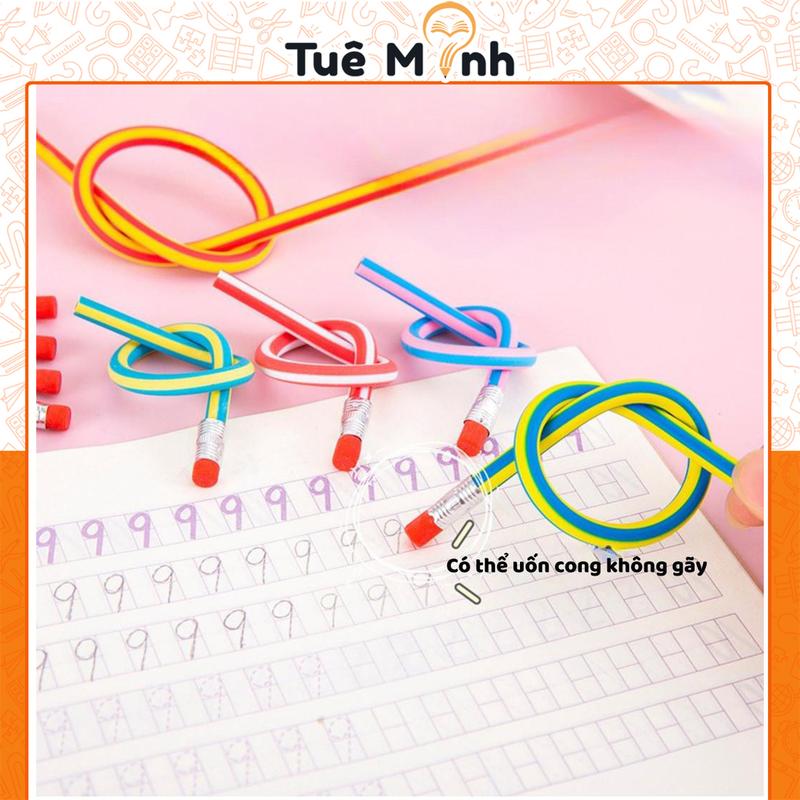 Bút Chì Uốn Dẻo Có Tẩy B175 HB Mềm Dẻo Linh Hoạt, Viết Êm, Không Gãy, Dành Cho Bé Học Tập