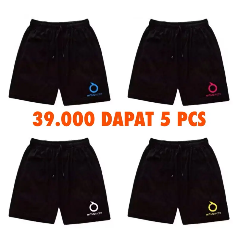 39.000(5pcs)Celana pendek pria wanita pinggang karet bahan ringan melar adem sablon dtf anti luntur