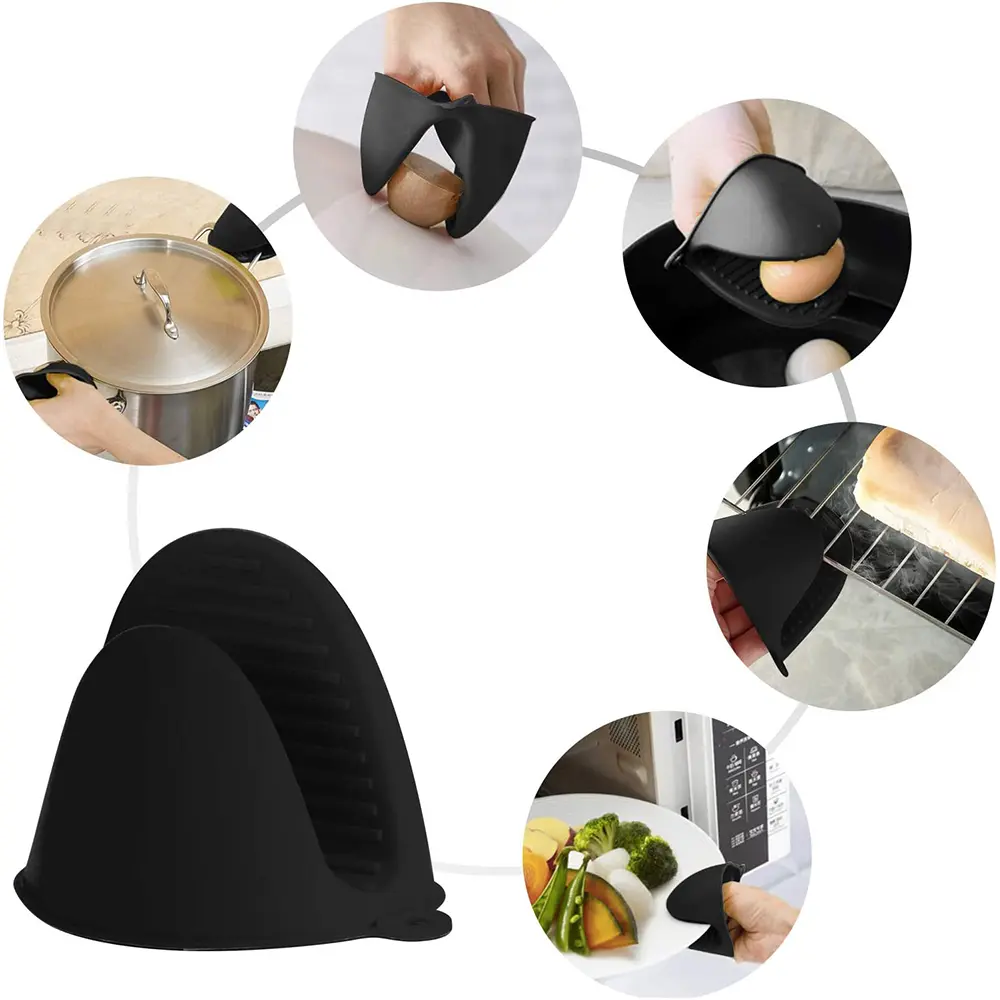 2Pcs Oven Mitts Silicone Anti-scalding Oven Gloves Heat Resistant Pinch Mitts Clips Pot Holder Kitchen Cooking Baking Oven Mitts Bakeware