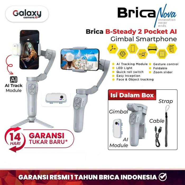 Gambar Brica B-Steady 2 Pocket AI Tracking Gimbal Stabilizer Smartphone Garansi Resmi dari Galaxy Camera Kota Tangerang Tokopedia