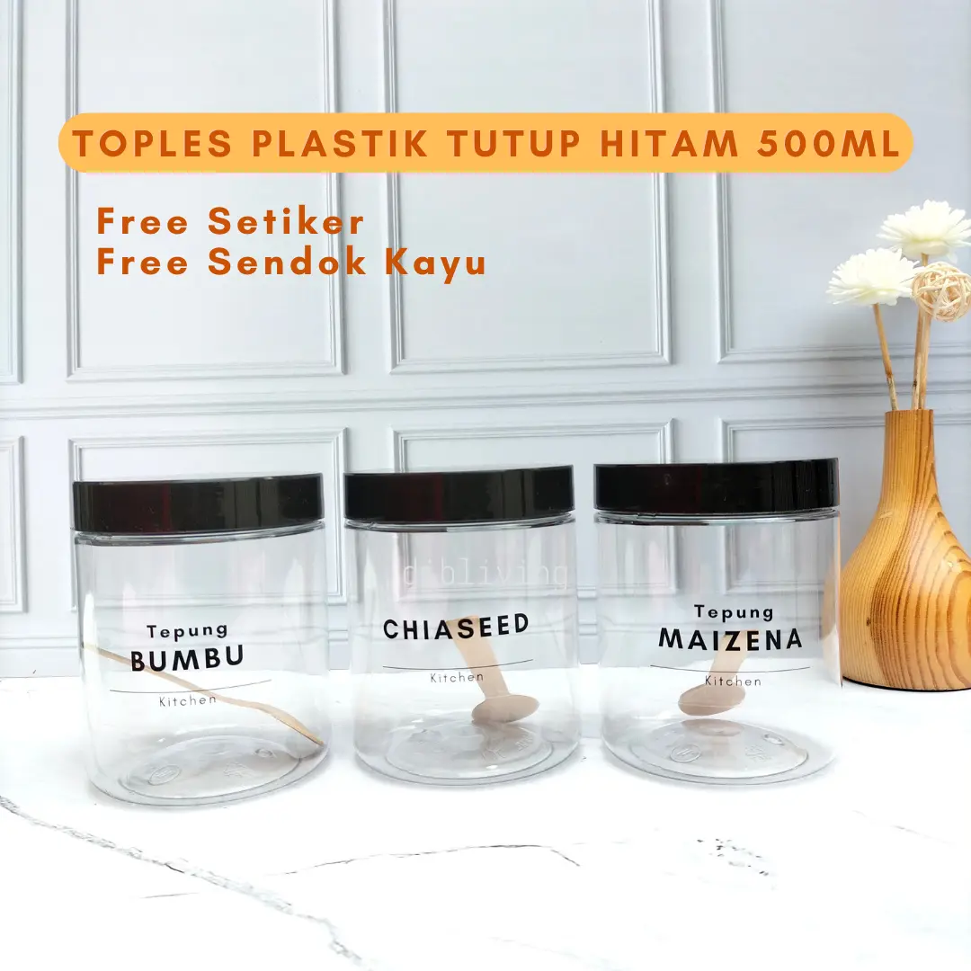 DIBLIVING.TOPLES BUMBU DAPUR AESTETIK 500 & 600ML FREE SENDOK & SETIKER | TEMPAT BUMBU DAPUR | WADAH BUMBU DAPUR | TOPLES BPA FREE | TEMPAT BUMBU DAPUR SET