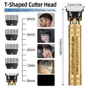 Dragon Alat Cukur Rambut kumis Elektrik Profesional Hair Clipper Model Dragon Vintage T9 Dengan Tipe USB Data Line & 4 Variasi Limit Comb 4mm, 3mm, 2mm, 1.5mm