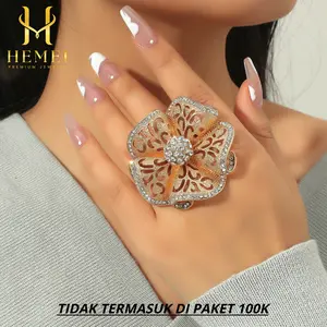 HEMEI C73 Cincin Bunga Permata Mewah
