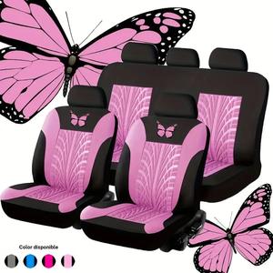 Fundas para asientos de coche con estampado de mariposa, Juego completo de cojines protector de asiento universal, Fundas para asientos de instalación rápida para autos, camionetas, SUVs.