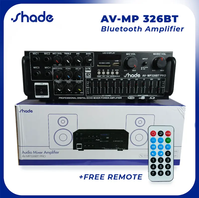 SHADE Amplifier Power Bluetooth AV/MP 326BT Speaker Full Bass Subwoofer Stereo Karaoke FM Shade EQ Ampli Colokan 0
