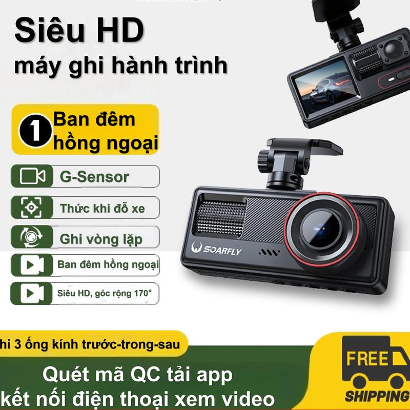 SOARFLY Camera Hành Trình FHDDASH 1080P 3 Kênh Ghi Hình Trước Nội Thất Sau Màn…