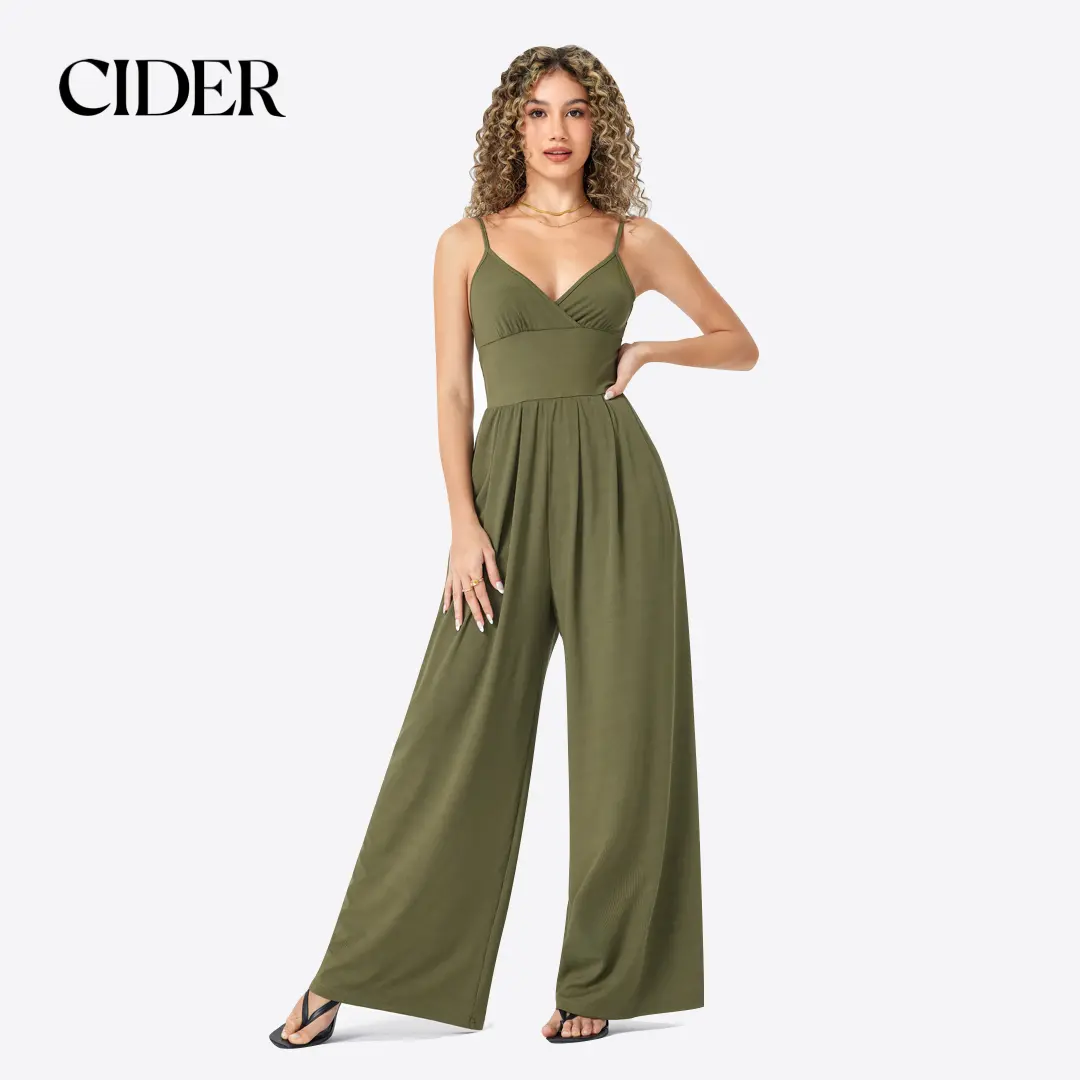 [3 colours, UK size 4-28] V-neck Cami Wide Leg Jumpsuit