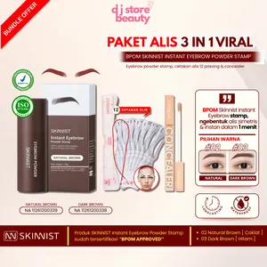 PAKET EYEBROW 3in1 - BPOM Paket Alis 3in1 SKINNIST Eyebrow Bedak Stamp + 12 Cetakan Alis Tali  + Concealer Waterproof original by SKINNIST