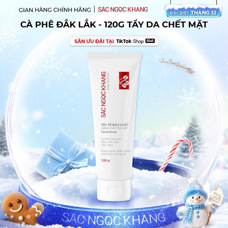  Tẩy tế Bào Chết Da Mặt Cà Phê Đắk Lắk  120G  Sắc Ngọc Khang - Tẩy Da Chết Mịn Màng Hỗ Trợ Dưỡng Sáng Da Hạn Chế Mụn Ẩn Skincare Nữ 