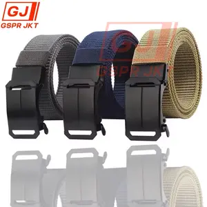 Ikat Pinggang Pria Zink Alloy Belt Outdoor Automatic Buckle Tali Nylon Canvas dengan Pilihan Warna Hitam Biru dan Coklat Muda Sabuk