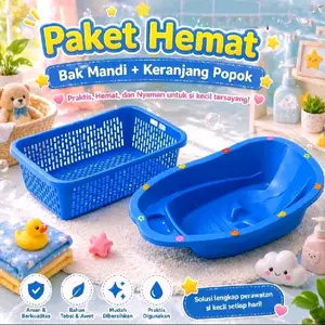 PAKET HEMAT BAK MANDI BAYI/BALITA+KERANJANG BAJU BAYI baby newborn plastik premium