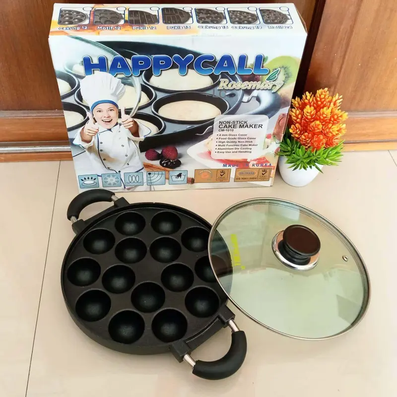 CETAKAN 15 CEKUNG HAPPYCALL/ CETAKAN TAKOYAKI / CETAKAN TELUR Alat Kaca Kue Snack Apem Cake Kitchenware Loyang masak 3