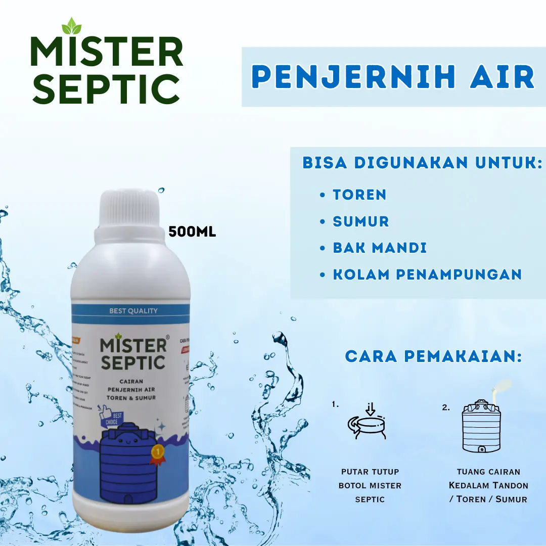 Penjernih Air Water Blue Solusi Air Sumur Keruh dan Berbau - 500ml Mister Septic