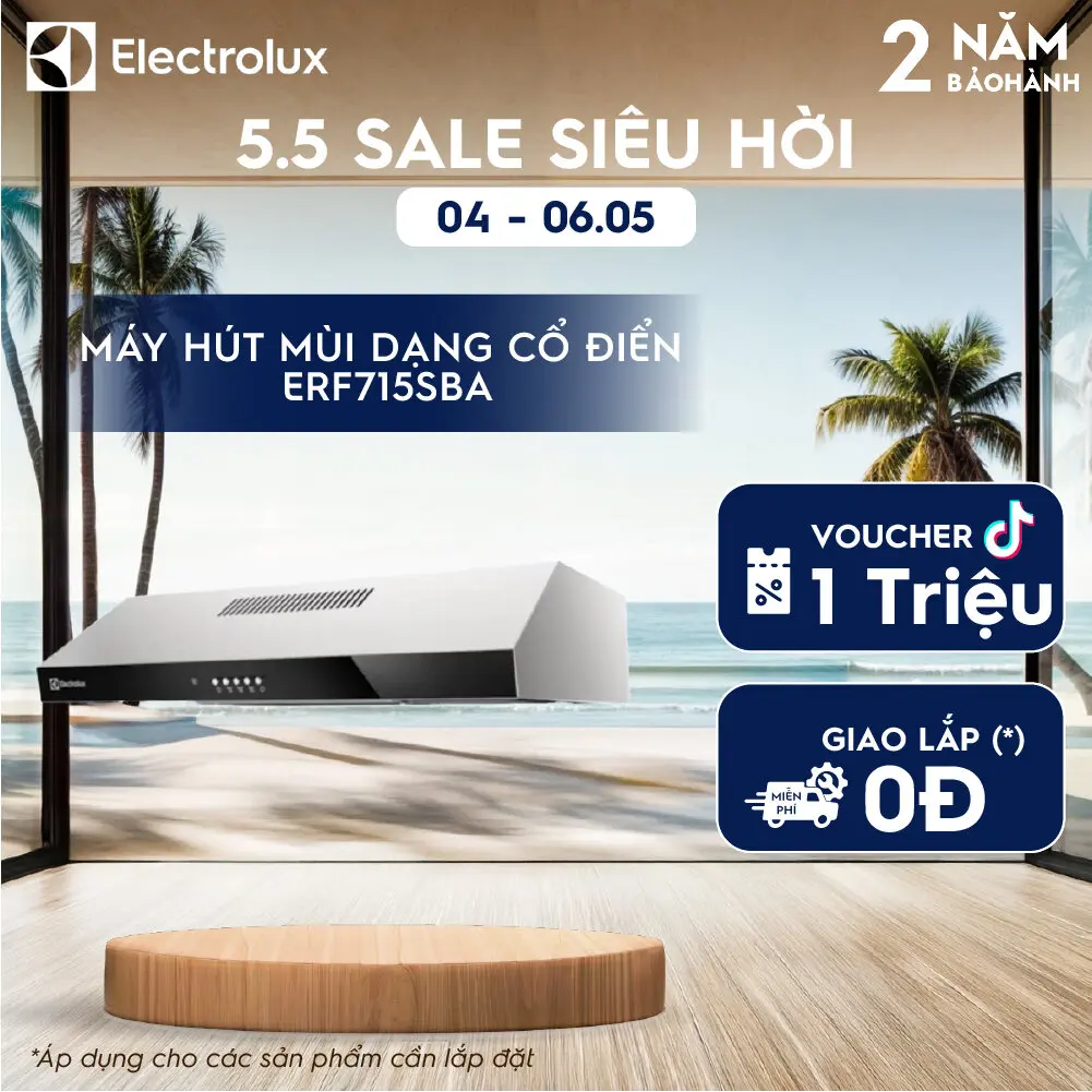 Máy hút mùi Electrolux dạng cổ điển 70cm ERF715SBA, Lực hút mạnh mẽ, Dễ dàng vệ sinh