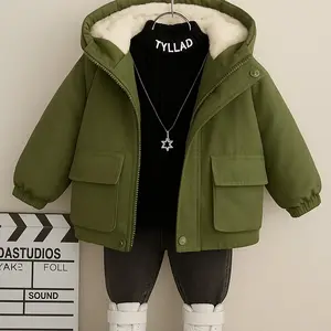 Winter Boys Jacket Children Clothing Keep Warm Cotton Thicken Coats Kids Zipper Hooded Outerwear Plus Velvet Jackets Fashion Jaket