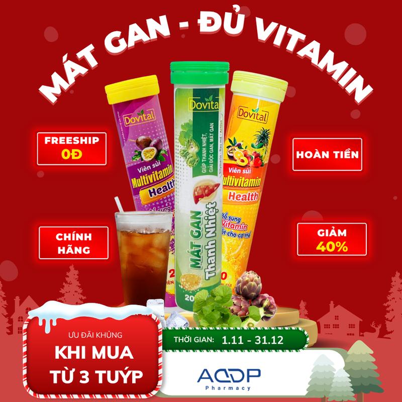   SP LIVE  Combo 3 Vị - Tpbvsk Viên sủi Dovital bổ sung Vitamin C Thanh nhiệt Mát gan  Cam - Chanh leo - Râu ngô  