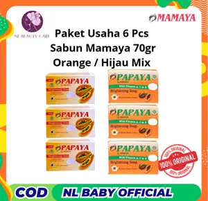 [ Paket Usaha 6 Pcs ] Sabun Papaya 70gr Sabun Pencerah Kulit Brightening Soap +Sunscreen Orange / Sabun papaya Hijau Mencerahkan
