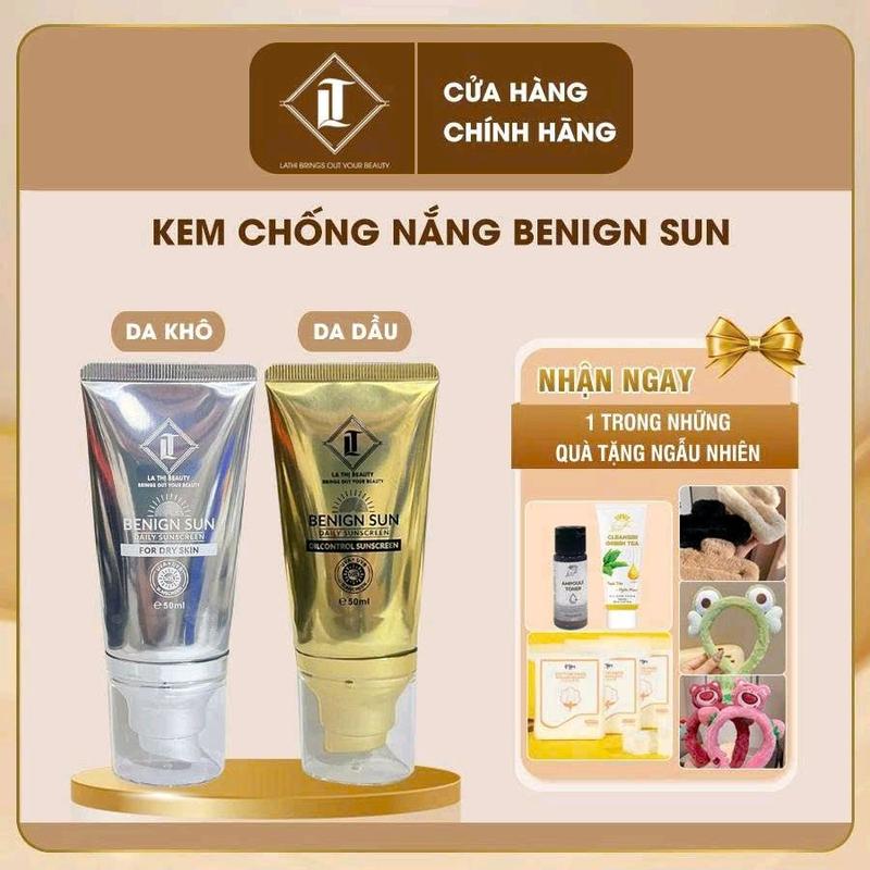 LT9 Kem Chống Nắng BENIGN SUN 50+ Bảo vệ da trước tác hại của UV. chống Lão hóa dưỡng ẩm mền mịn da.nâng tone .không lộ vân kem .50g