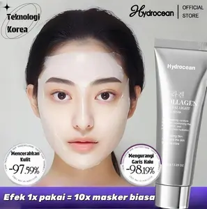 Hydrocean Glowing Mask – Mencerahkan Melembapkan Anti-Kerut Meningkatkan Elastisitas Kulit Mengurangi Kemerahan & Alergi Aman untuk Kulit Sensitif Teknologi Korea Kuas Aplikasi Gratis