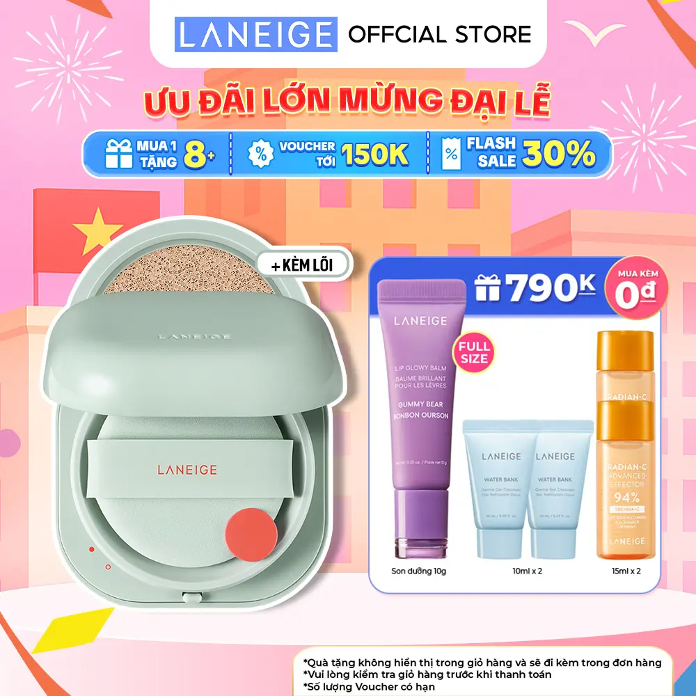 Phấn nước trang điểm siêu nhẹ che khuyết điểm mịn lì LANEIGE NEO Cushion Matte 15gx2 Kèm lõi thay thế Cosmetic Mỹ Phẩm Women