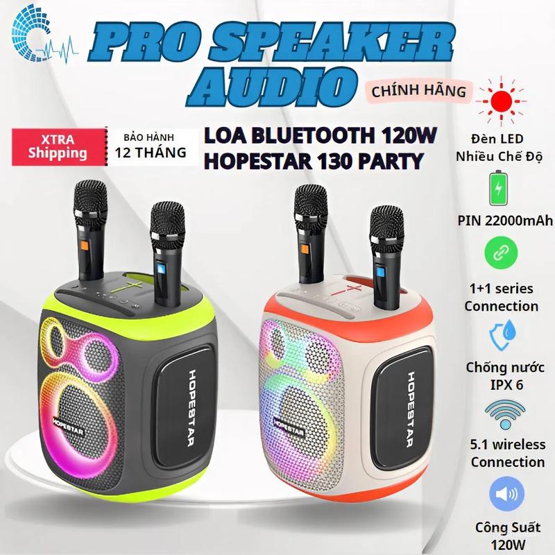 [ Tặng Nhạc ]Loa Bluetooth HOPESTAR PARTY 130 CÔNG SUẤT 120W SIÊU TRẦM TẶNG KÈM 2 MICRO KARAOKE CHỐNG NƯỚC IPX6 Nghe Nhạc Củ Loa Kem