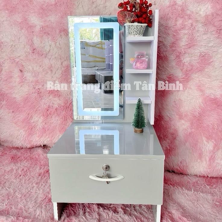  Bàn trang điểm ngồi bệt mini học sinh gương led cảm ứng 3  màu Vietnam Có ngăn kéo ban 