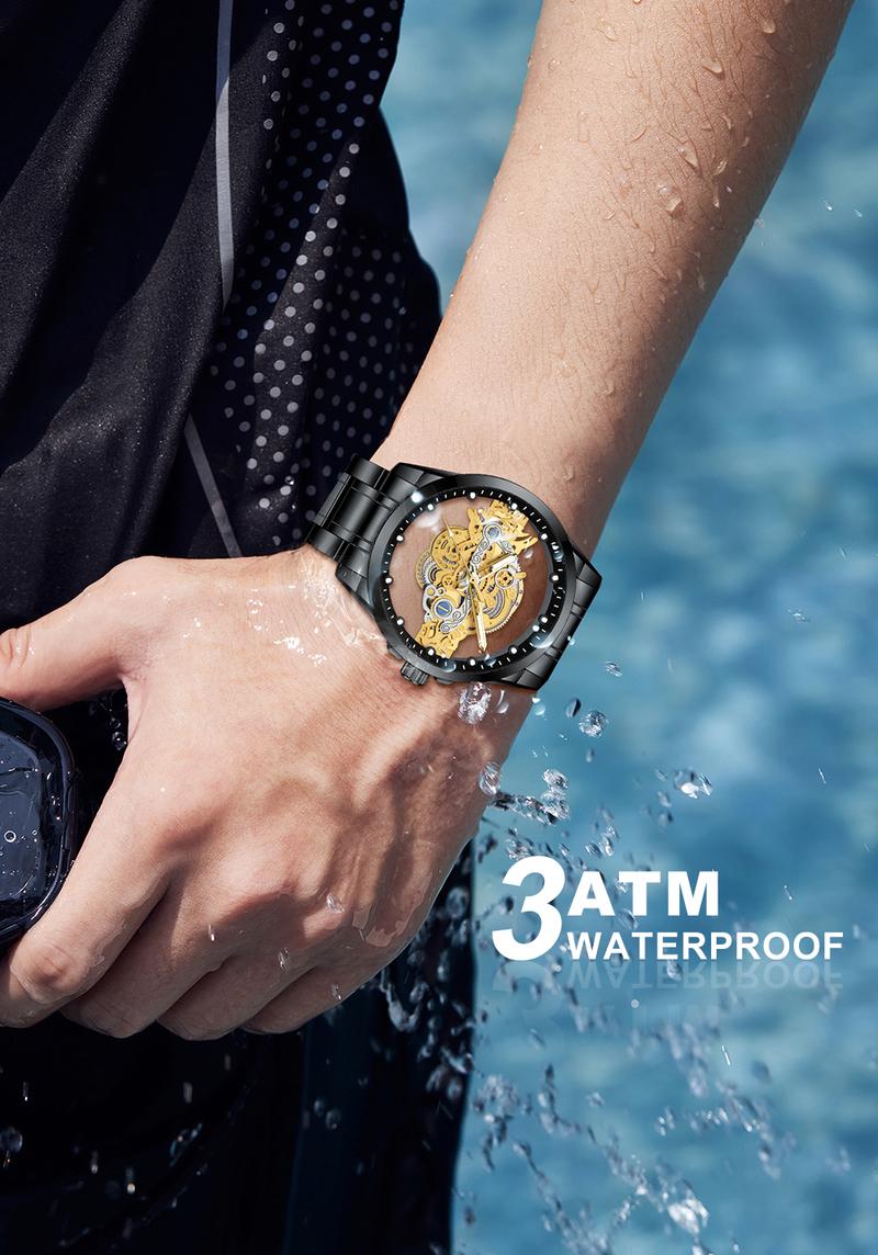 Product Introduction of 【003Harga telah diganti, cepat beli】BIDEN Jam Tangan Pria Anti Air Transparan Dial Cool Kuarsa Tali Stainless Steel Jam Tangan Cowok  YN0574 9