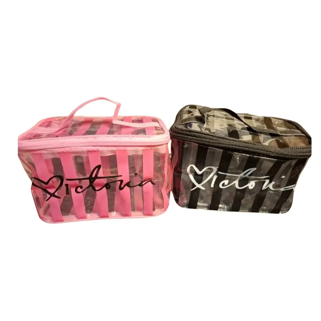Tas Kosmetik Make Up Tranfaran/Pouch Tranfaran/Sovenir Victoria Kotak tabung murah skincare dompet abu abu