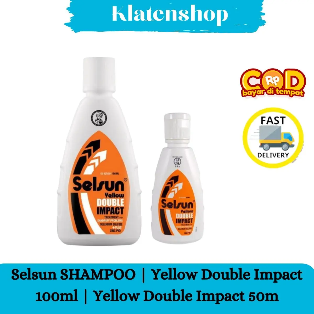 Selsun SHAMPOO | Yellow Double Impact 100ml | Yellow Double Impact 50ml Gatal Conditioner Haircare Ketombe Kusam