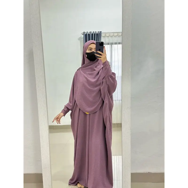One set kaftan crinkle airflow KAFTAN AISHA gamis muslim wanita dress lebaran  Dewasa 2