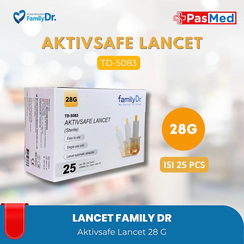 PASMED | FAMILY DR Aktivsafe Jarum Penusuk Steril Lancet 28G isi 25 (Box)