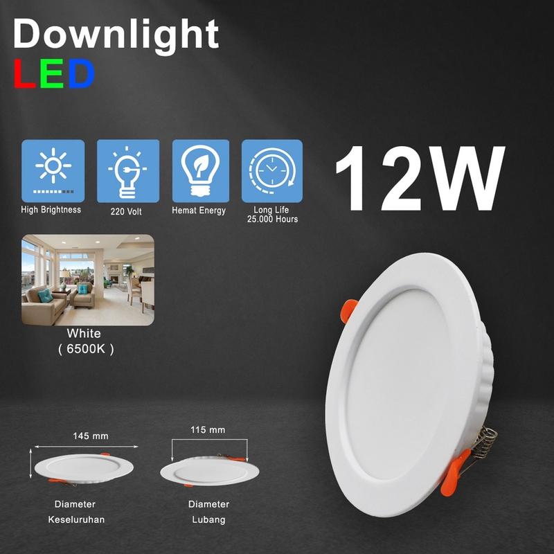 Lampu Downlight LED Inbow Bulat 6W 9W 12W 18W Plafon Putih - White ...