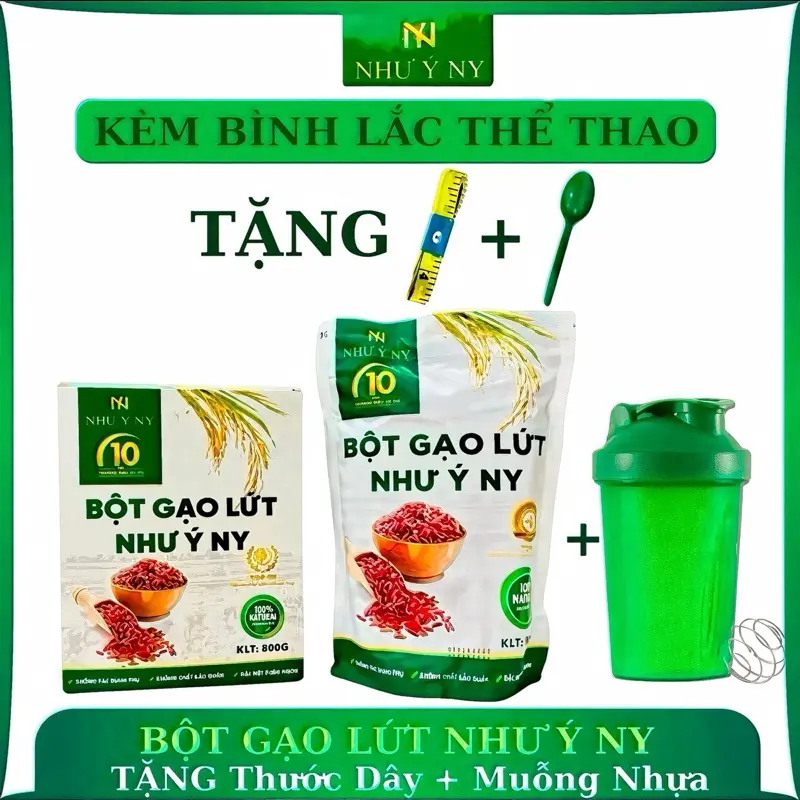 Bột gạo lứt như ý ny 800g kèm ly, dây đo, bảo hành 02