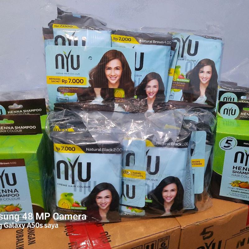 NYU Henna Shampoo Pewarna Rambut Sachet 20ml (Isi 4pcs/1 Box) - Cat Kering 6