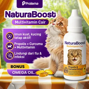 [NATURABOOST 30ml] Multivitamin Obat Kucing & Sumber Energi Untuk Sakit Cold - Flu - Pilek Berat - Bersin - Cegah Bakteri Virus | Immune Booster Alami & Daya Tahan Tubuh Tetap Fit | Protema