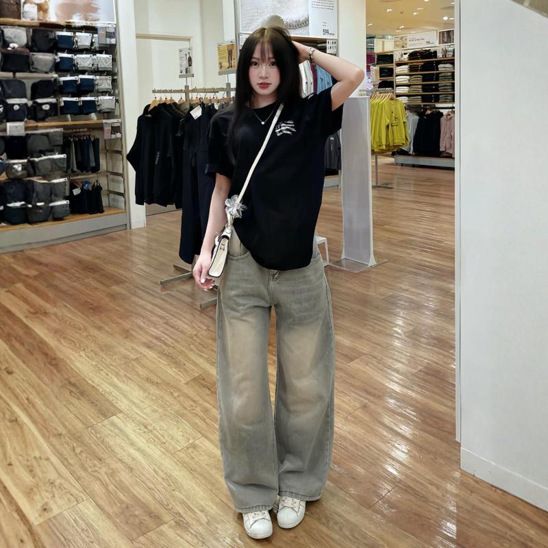 Quần Bò Xuông Ống Rộng Wash Cạp Cao MIAA Form Rộng Màu RETRO, Quần Jean Ống Rộng Suông Nữ lưng cao có BIGSIZE S-2XL Pants Baggy | BigBuy360 - bigbuy360.vn