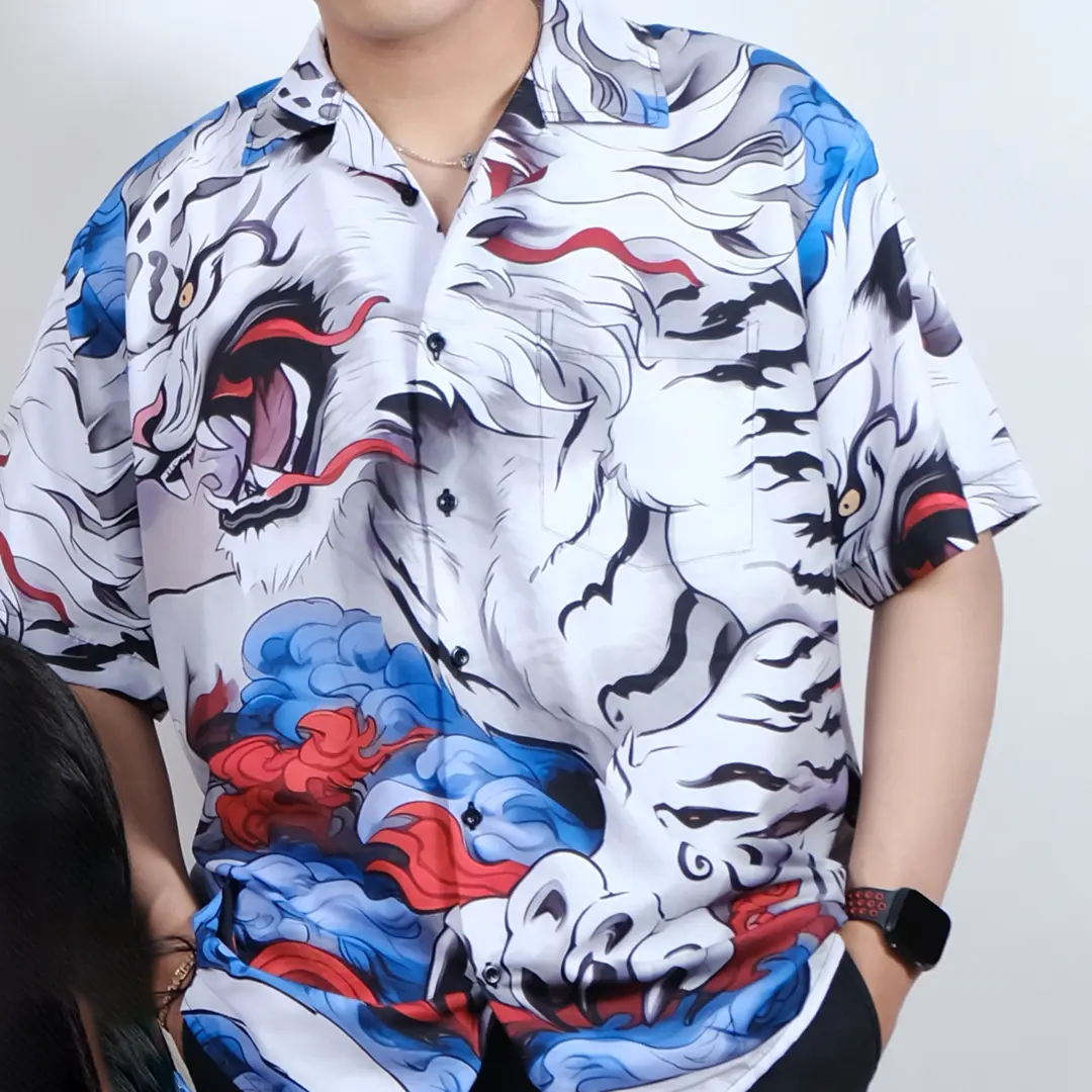 Baju KEMEJA KEKINIAN PRIA WANITA DOWEAR MOTIF MAUNG PUTIH 255 Printing