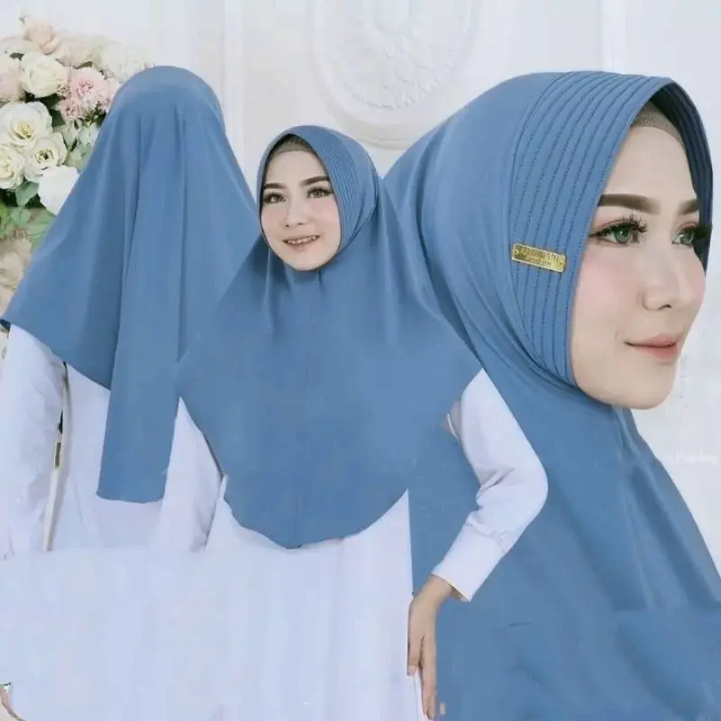 100rb dpt 10pcs hijab bergo hamidah size L label akrilik by fanza hijab Instan