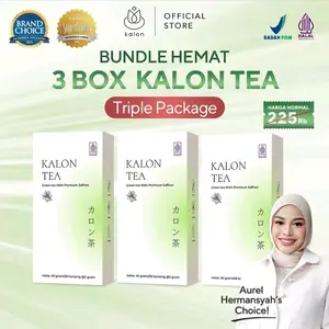 Kalon [TT] Triple Package 3 Box Kalon Teh Hijau Premium Saffron BPOM & Halal MUI Isi 60 TeaBags Aurel Hermansyah's Choice
