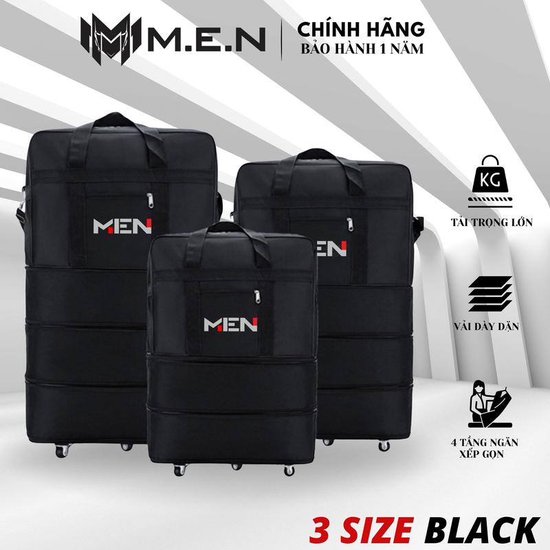 Túi du lịch gấp gọn nam nữ 5 bánh xe Men có 3 kích thước đen full siêu ngầu CHẤT LƯỢNG