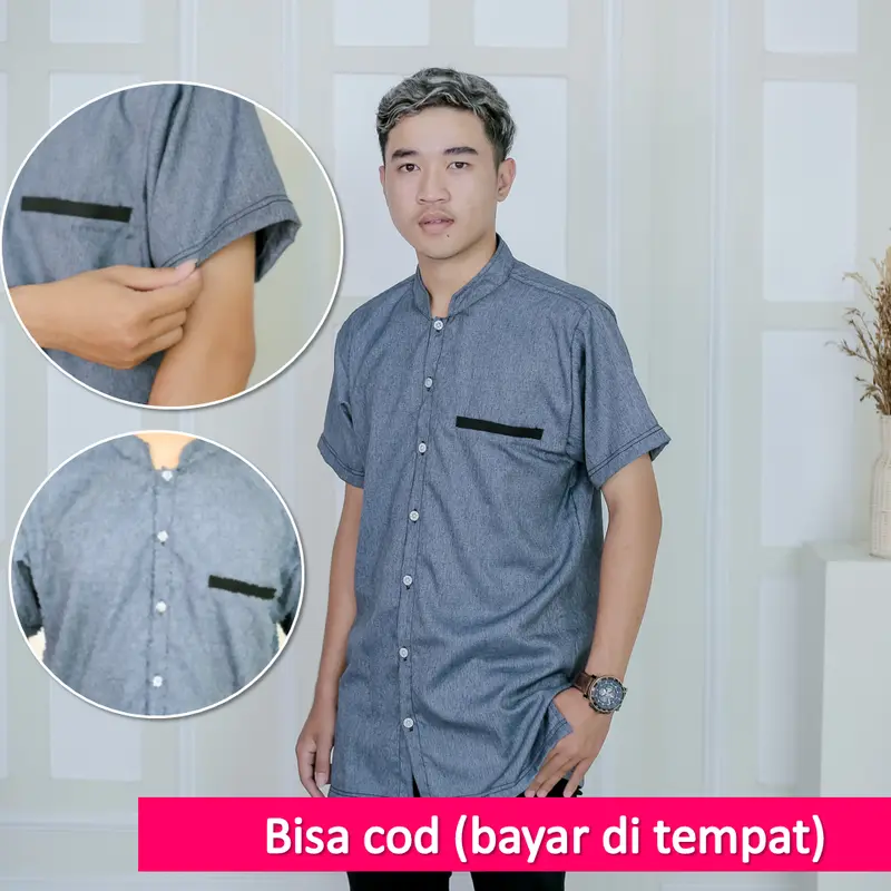 KEMEJA KOKO BAJU MUSLIM PRIA LENGAN PENDEK KURTA DEWASA FASHION MUSLIM 0