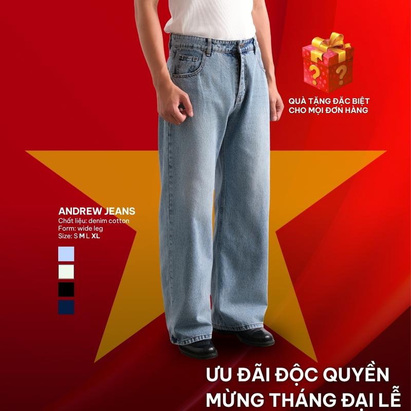 [SIÊU SALE 8.8] Quần Jeans Nam Nữ Form Wide Leg Ống Rộng Dáng Suông – Andrew Wide Leg Jeans | B Brown Studios