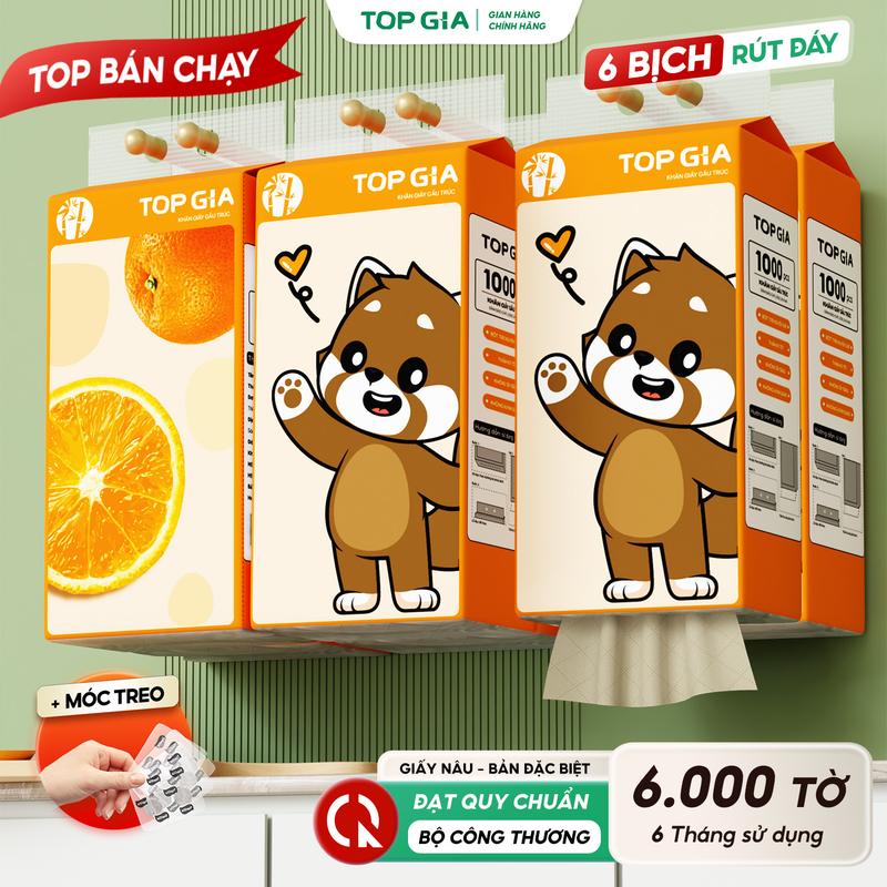 FLASH SALE 99K MUA 5 TẶNG 1 Combo 6 Bịch To Giấy Gấu Trúc Đa Năng Cao Cấp Treo Tường TopGia 4 Lớp Không Bụi Mịn 1000 Tờ Rút Tiện Lợi - Khăn Giấy Giấy Ăn Giấy Vệ Sinh - Sản Phẩm Được Yêu Thích ĐẠT QUY CHUẨN CỦA BỘ CÔNG THƯƠNG TG66