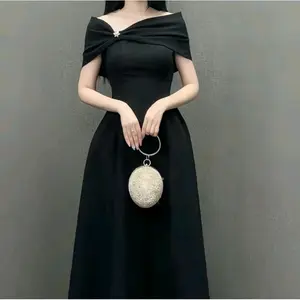 Dress olivi dress bahan scubba gaun wanita mewah elegan