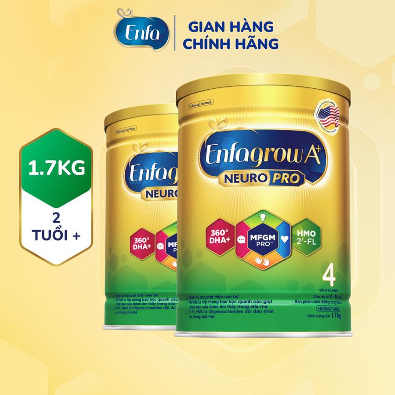 Bộ 2 lon sữa bột Enfagrow A+ Neuropro 4 với DHA giúp phát triển não bộ cho trẻ…