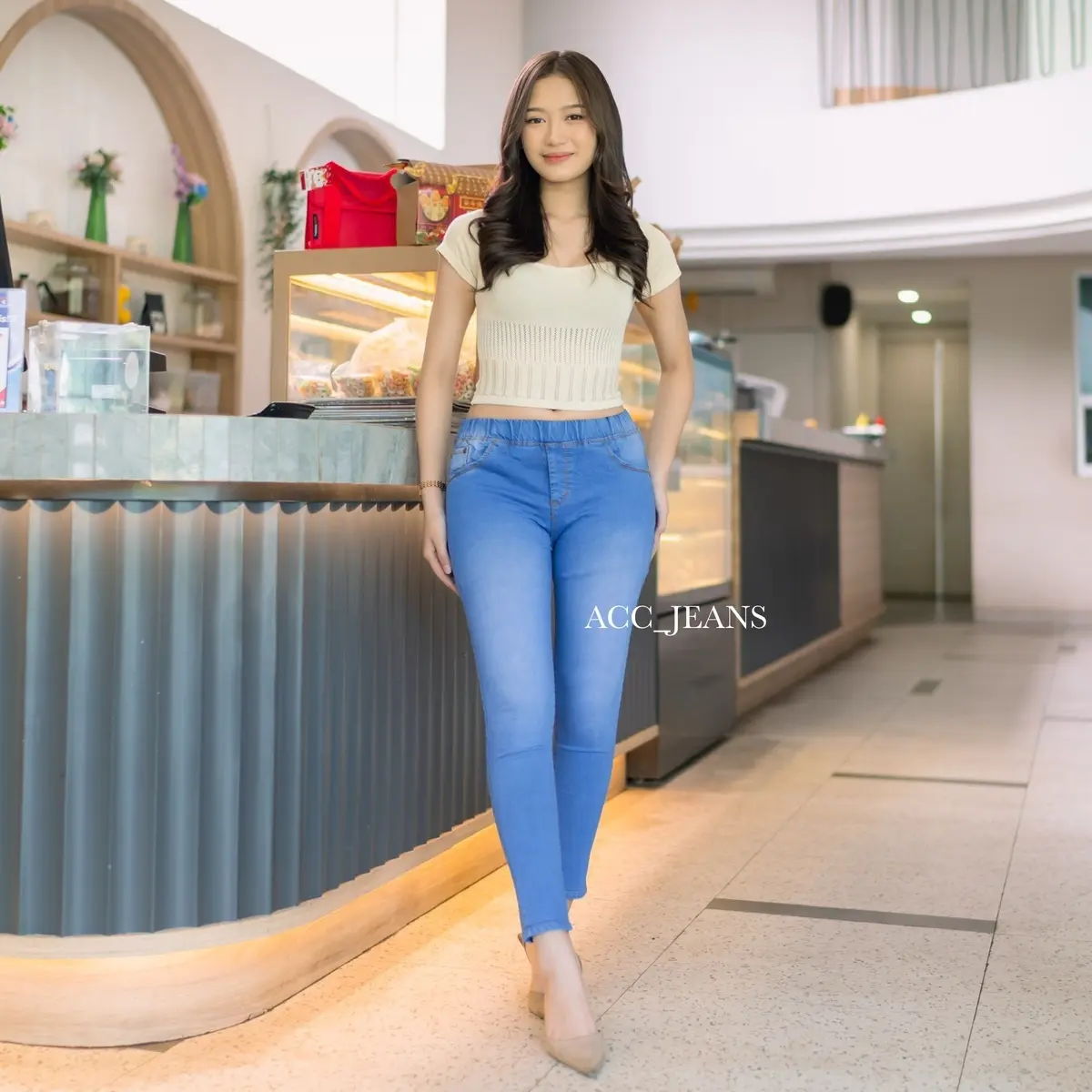 ACCJEANS.PENTA LEGGING JEANS WANITA PINGGANG KARET
