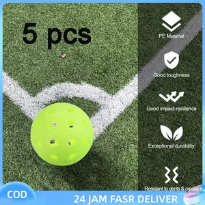 5Pcs Pickle Ball Bola Pickleball 74mm Pickleball 40 Hole Luminous Pickleball Outdoor Pickleball Malam Hari